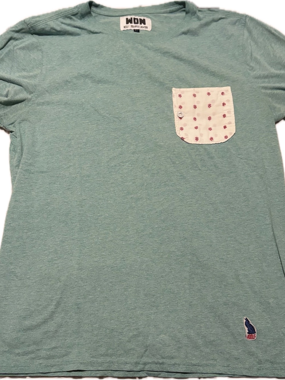 Wolf Originals NY-  Mint Green Short-Sleeve Tee with Patterned Pocket